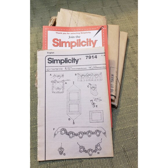 Vtg Christmas Decorations Sewing Pattern Simplicity 7914, Stocking, Table Runner - Picture 5 of 5
